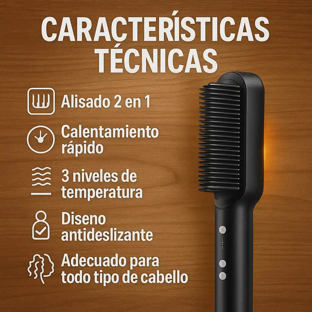 Tymo® – Cepillo Alisador 2 en 1 | Cabello liso y sin frizz