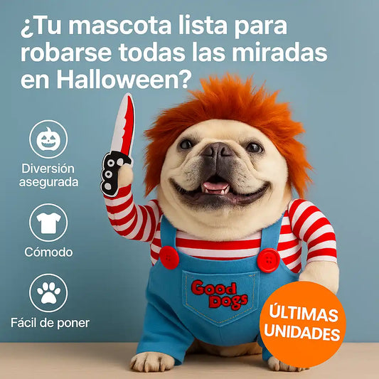 PetKiller® Disfraz Chucky para Mascotas – Diversión asegurada en Halloween 🎃
